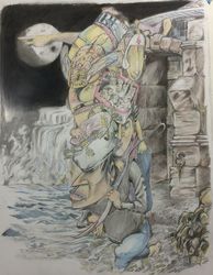 Orpheus in the Underworld (2015), Pencil crayon and graphite on Yupo paper